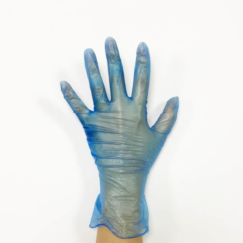 Guantes de examen sin polvo sintético de vinilo azul