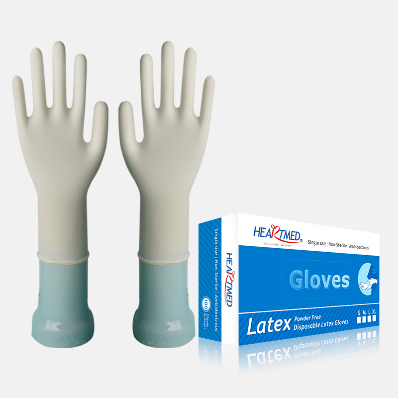 Guantes desechables de látex de protección de manos de tamaño completo sin polvo